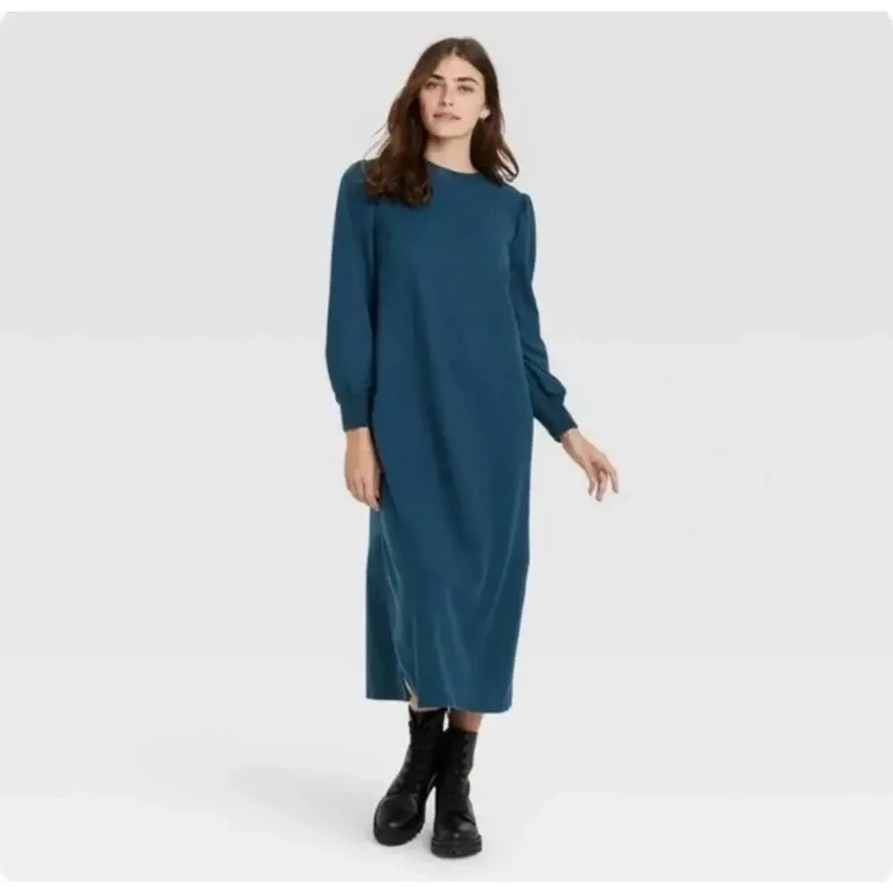 Who What Wear NWT Blue Slit Midi Dress